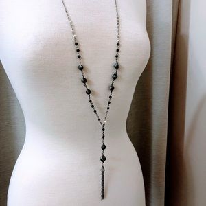 White House Black Market Marble Tassel Necklace